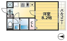 ピエタテール大井 1階1Kの間取り