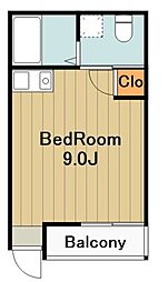 グランディール中央 ワンルームの間取図画像