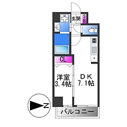 アドバンス大阪リーヴァ 1DKの間取図画像
