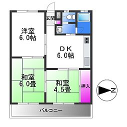 飯島コーポ 3DKの間取図画像
