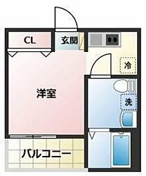 グランステージ南林間 ワンルームの間取図画像