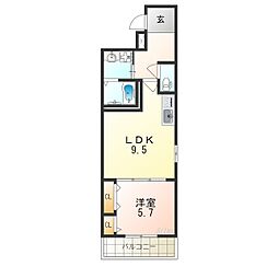 Casad'oro清水丘 1LDKの間取図画像