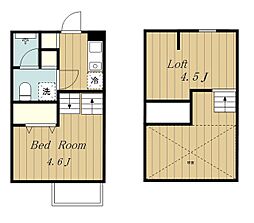 レイラタウン東林間 1Kの間取図画像