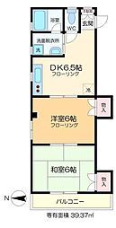 五月ビル 2階2DKの間取り