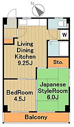 メゾンドールサン 1階2LDKの間取り