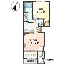 ポラリス所沢 1LDKの間取図画像