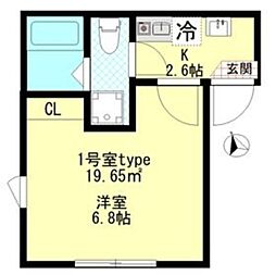テラスシード鶴見 3階1Kの間取り