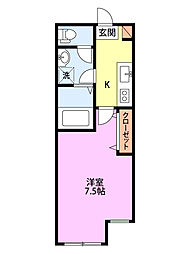 キーウエスト万代 1DKの間取図画像
