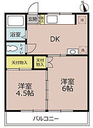 扶桑105 2DKの間取図画像