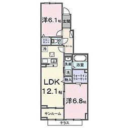 メゾン・リュエルアルファ 2LDKの間取図画像