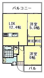 ルッシェ春日公園 2LDKの間取図画像