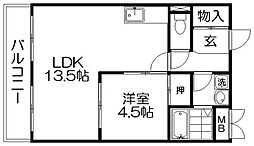 シャルム高塚 1LDKの間取図画像