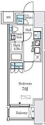 アジュールテラス日本橋浜町 1Kの間取図画像