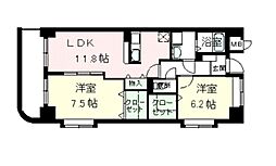 ラポール西大島ウェスト 2LDKの間取図画像
