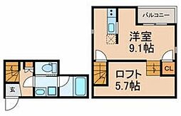 松戸市小根本アパート ワンルームの間取図画像