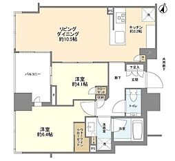 Brillia二番町 2LDKの間取図画像