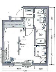 アーバイル武蔵小山 1Kの間取図画像