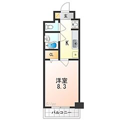 フォーシーズンズ 1Kの間取図画像