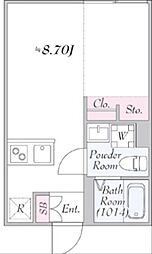 PRISM OJIMA 4階ワンルームの間取り