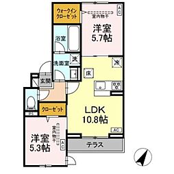 イヴレーア南台 2LDKの間取図画像