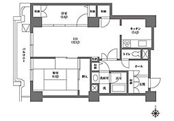 文京グリーンコートビュータワー本駒込B棟 1LDKの間取図画像