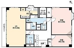 麻布広尾ナショナルコート 2SLDKの間取図画像
