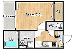 ジーメゾン辻堂 1Kの間取図画像