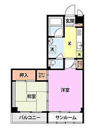 メゾンヒカリ 2Kの間取図画像