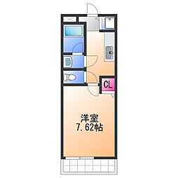 トミーズコート北花田 1Kの間取図画像