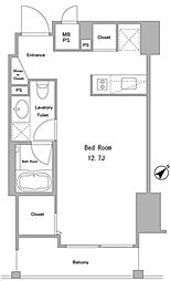 ハミルトンプレイス 2階ワンルームの間取り