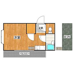 シャミー教育大前1 ワンルームの間取図画像