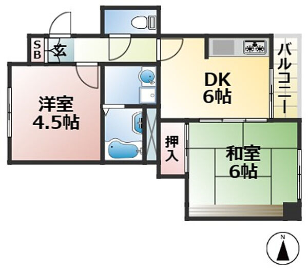 兵庫県神戸市中央区古湊通１丁目(賃貸マンション2DK・2階・40.04㎡)の写真 その2