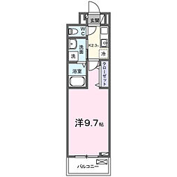 ロンフルール 1Kの間取図画像
