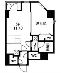 トラディス森下(TRADIS森下) 1LDKの間取図画像