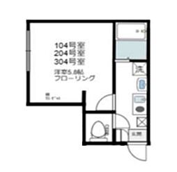 ユニコーン梶ヶ谷 1Kの間取図画像