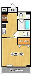 シャローム室見 1Kの間取図画像