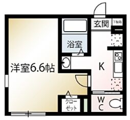 ＭＱｕａｒｔｏ若葉I 3階1Kの間取り