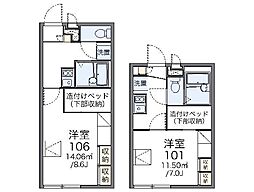 レオパレスエクセラン 1Kの間取図画像