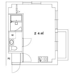 第2アベニューハウス 3階ワンルームの間取り
