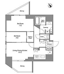 シーズンフラッツ大森西 2LDKの間取図画像