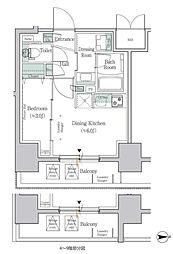ワンルーフレジデンス板橋大山 4階1DKの間取り