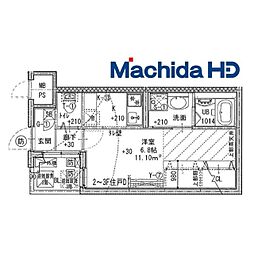 ジーイー・サンク 1Kの間取図画像