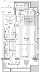 レグラス川崎 4階1Kの間取り