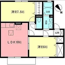 サンローズ鵠沼C 2LDKの間取図画像
