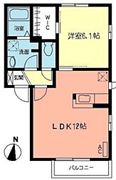 エスポワール2 1LDKの間取図画像
