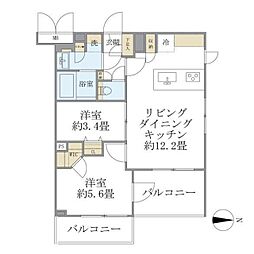 ラペルラ中野 2LDKの間取図画像