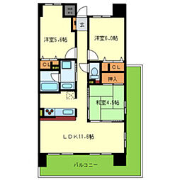 グランドハイツ旭 3LDKの間取図画像