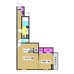 シアラ 1階1LDKの間取り