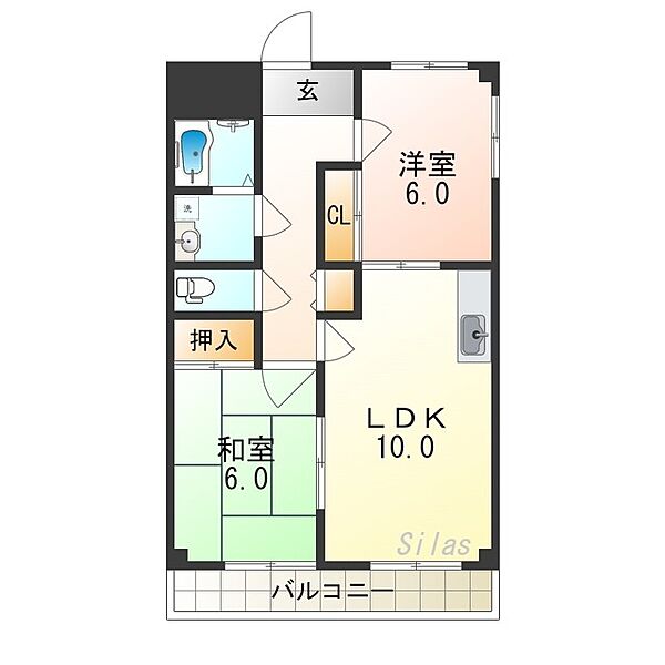 エル平野 ｜大阪府大阪市平野区瓜破東２丁目(賃貸マンション2LDK・2階・57.00㎡)の写真 その2