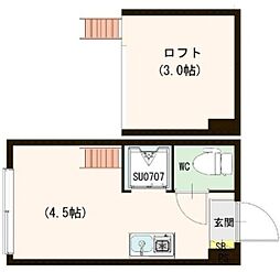 ciel et marais 1階ワンルームの間取り